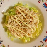 白菜の葉先と蒸し鶏のマヨネーズサラダ